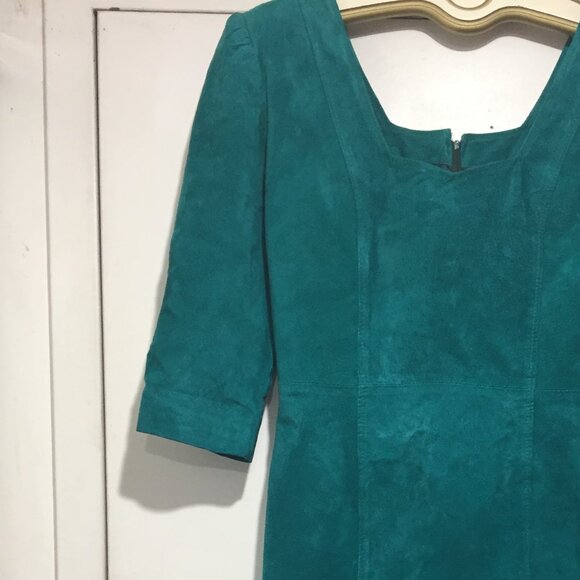 VINTAGE DOLDAN FASHION LEATHER/SUEDE DRESSES SIZE L - Picture 2 of 9